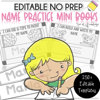 Preview of Name Writing Practice Editable Mini Books Bundle