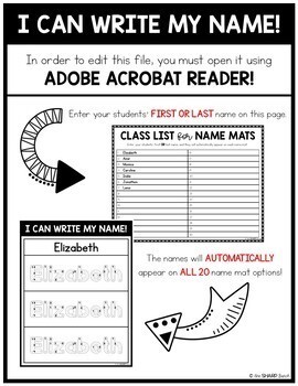 Editable Name Spelling Practice Mats - Stay At Home Educator