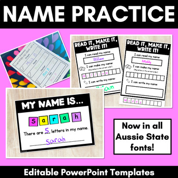 Preview of Name Writing Practice Pages - EDITABLE Name Practice Templates