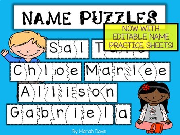 Preview of Name Practice - Preschool Name Puzzles