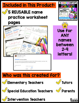 name practice worksheets editable by a teachable teacher tpt