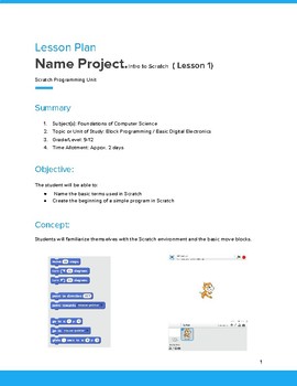 Preview of Computer Coding with Scratch 3.0 Coding Lesson 1 - Name Project