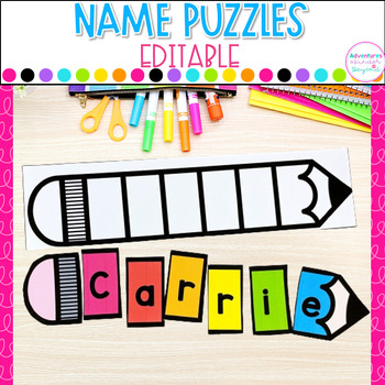 Preview of Pencil Name Craft First Day of School Activities - Editable Back to School