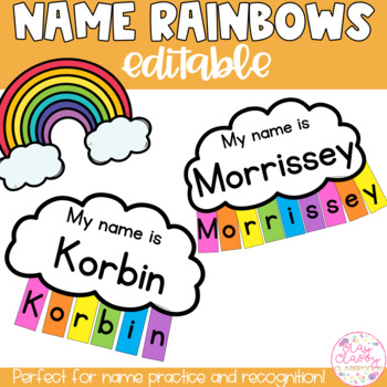 Preview of Editable Name Practice Rainbows