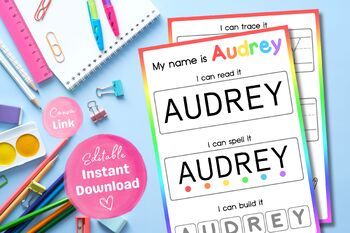 Preview of Editable Name Recognition/Writing/Spelling Activity - 6 Letter Names
