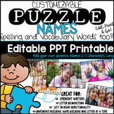 Name Recognition with Puzzle Names. Editable. Spelling and