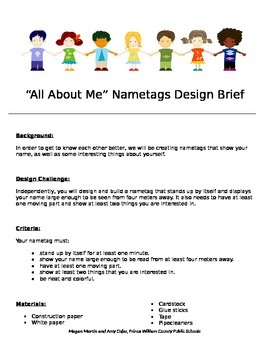 Preview of Name Tag Design Brief STEM