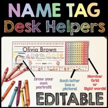 Preview of Name Tag Desk Helpers | Kindergarten and First Grade | Desk Name Plates