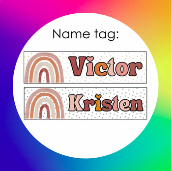Preview of Name Tag For Seating Arrangements: Neutral Rainbow & Bubble Letters