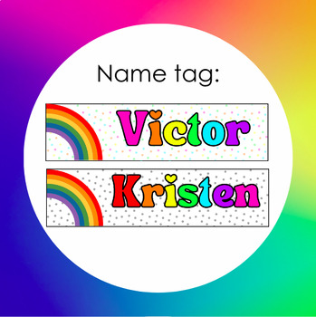Preview of Name Tag For Seating Arrangements: Rainbow & Bubble Letters