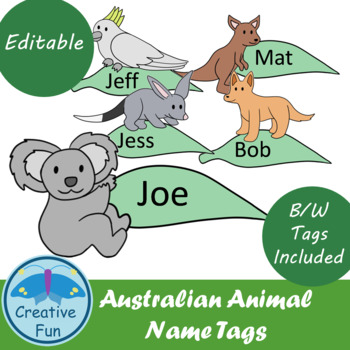 prioritet Diktatur ristet brød Name Tags: Australian Animals by Creative Fun | Teachers Pay Teachers