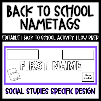 Preview of Name Tags |  Back to School | First Day Activities