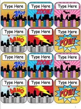 superhero labels name tags by clever chameleon tpt
