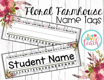 Preview of Name Tags/ Desk Plates - Editable Floral Farmhouse