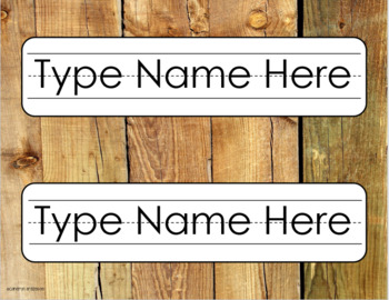 Name Tags Desk Plates Labels Wood Shiplap Rustic Background Theme Editable