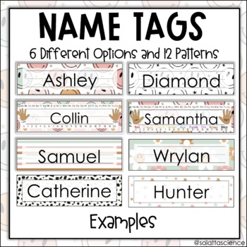 Preview of Name Tags | Desk Tags | Calm Colors | Smiley Face Tags | Classroom Decor