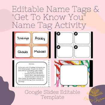 Preview of Name Tags Editable | Editable Desk Name Tags | Get to Know You Hashtag Activity