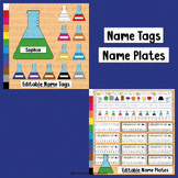 Name Tags Editable Flask Name Plates Science Classroom Dec