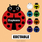 Name Tags Editable Ladybug Rainbow Classroom Decor Labels 