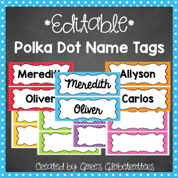 Preview of Name Tags Editable Polka Dots