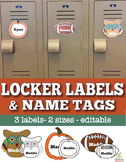 Fall & Thanksgiving Name Tags & Locker Labels (Editable)