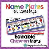EDITABLE Name Tags / Name Plates  with 2D Shapes - Chevron