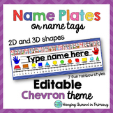 EDITABLE Name Tags / Name Plates - 2D and 3D Shapes - Chevron