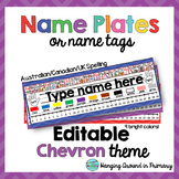EDITABLE Name Tags / Name Plates - UK/Canadian Spelling - Chevron