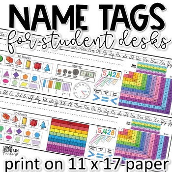 Preview of Name Tags | Name Plates Upper Elementary Students Multiple Options Large Size