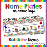 EDITABLE Name Tags / Name Plates with Color Words and 2D Shapes