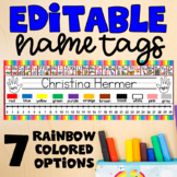 EDITABLE Name Tags / Name Plates - Rainbow