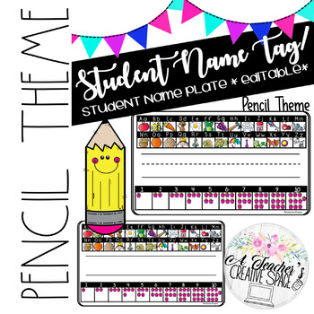 Preview of Name Tags/Name Plates for Pencil Box - Pencil Theme *EDITABLE*