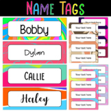 Name Tags and Desk Plates in Bright Colors Editable