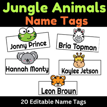 Name Tags and Locker Plates- Jungle Animals Themed Classroom Decor