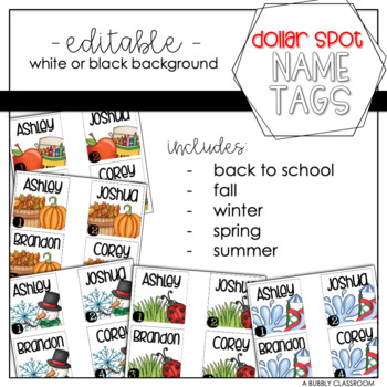Preview of Name Tags for Dollar Spot Labels {EDITABLE}