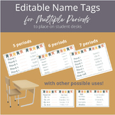 Name Tags for Multiple Periods - 5, 6, or 7 Periods - Flag Design