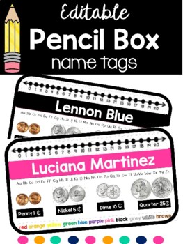 Preview of Name Tags for Pencil Box or Desk |Editable