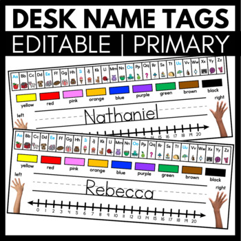 Preview of Name Tags for Student Desk - Editable Name Plates for Primary