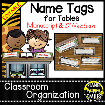Preview of Name Tags for Student Desks (EDITABLE) - Jungle or Safari Theme