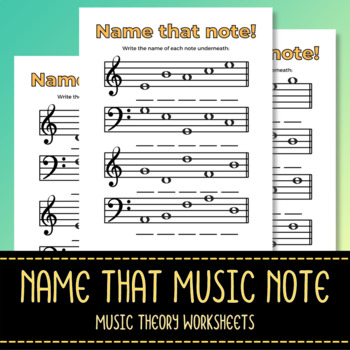 Preview of Name That Music Note Worksheet - Music Theory Class - Music Reading Sheets