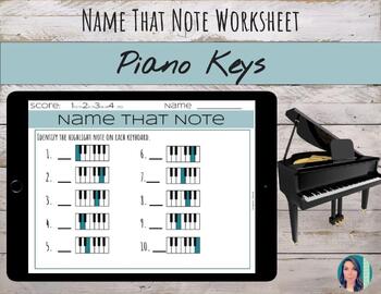 Preview of Name That Note | Piano Key Identification Music Worksheets & Answer Keys