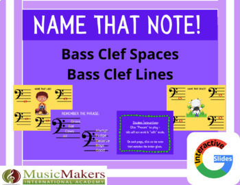 Preview of Name That Note! | Reading BASS Clef Lines & Spaces | Google Slides Interactive