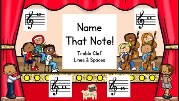 Preview of Name That Note! Treble Clef, Lines & Spaces Notes, Music Flash Cards!