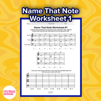 Preview of Name That Note Worksheet 1 (treble, alto, and bass clefs)