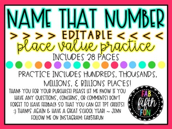 Preview of Name That Number- Reading Numbers Aloud Practice (Editable!)