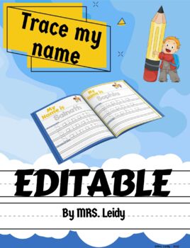 Preview of Name Tracing Practice Editable File PP for Childcare & Preschool