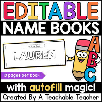 Preview of Name Writing Practice - First and Last Name Editable Books with Name Tracing