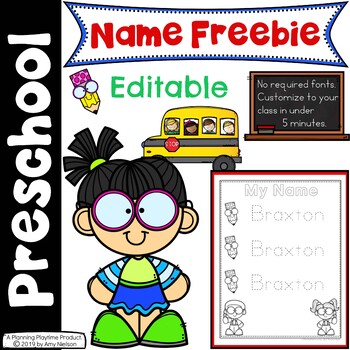 name tracing worksheets freebie editable by planning playtime tpt