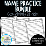 Name Tracing Writing Practice Sheets, Editable and Easy Au