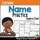 Name Practice Sheets Editable Literacy Worksheets Modern Font